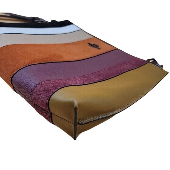 Coach Charlie Pouch Medium Wristlet Purse Designer Handbag Patchwork Stripes - Picture 5 of 16